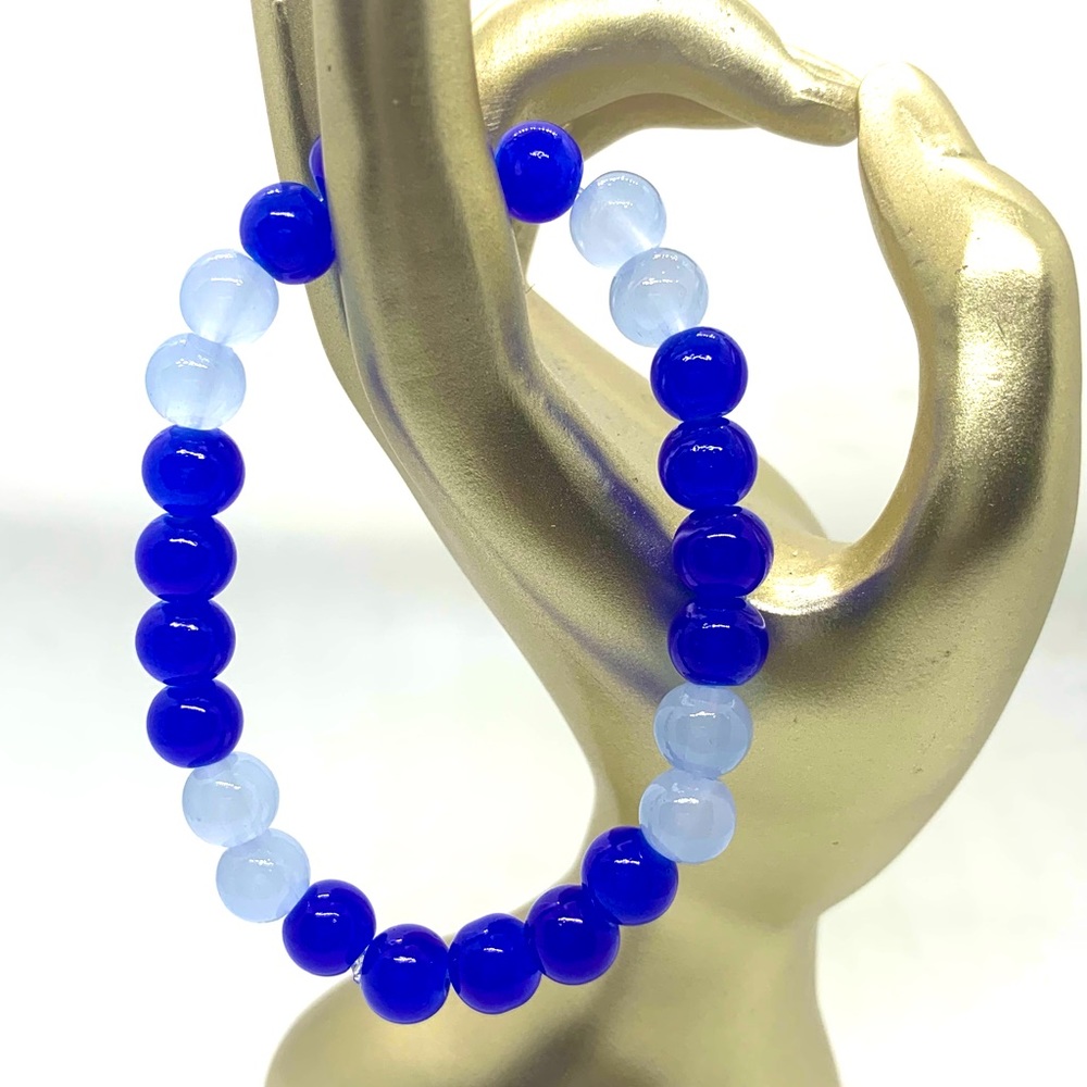[Royal Breeze] Stretchy Elastic Blue Glass Beaded Bracelet